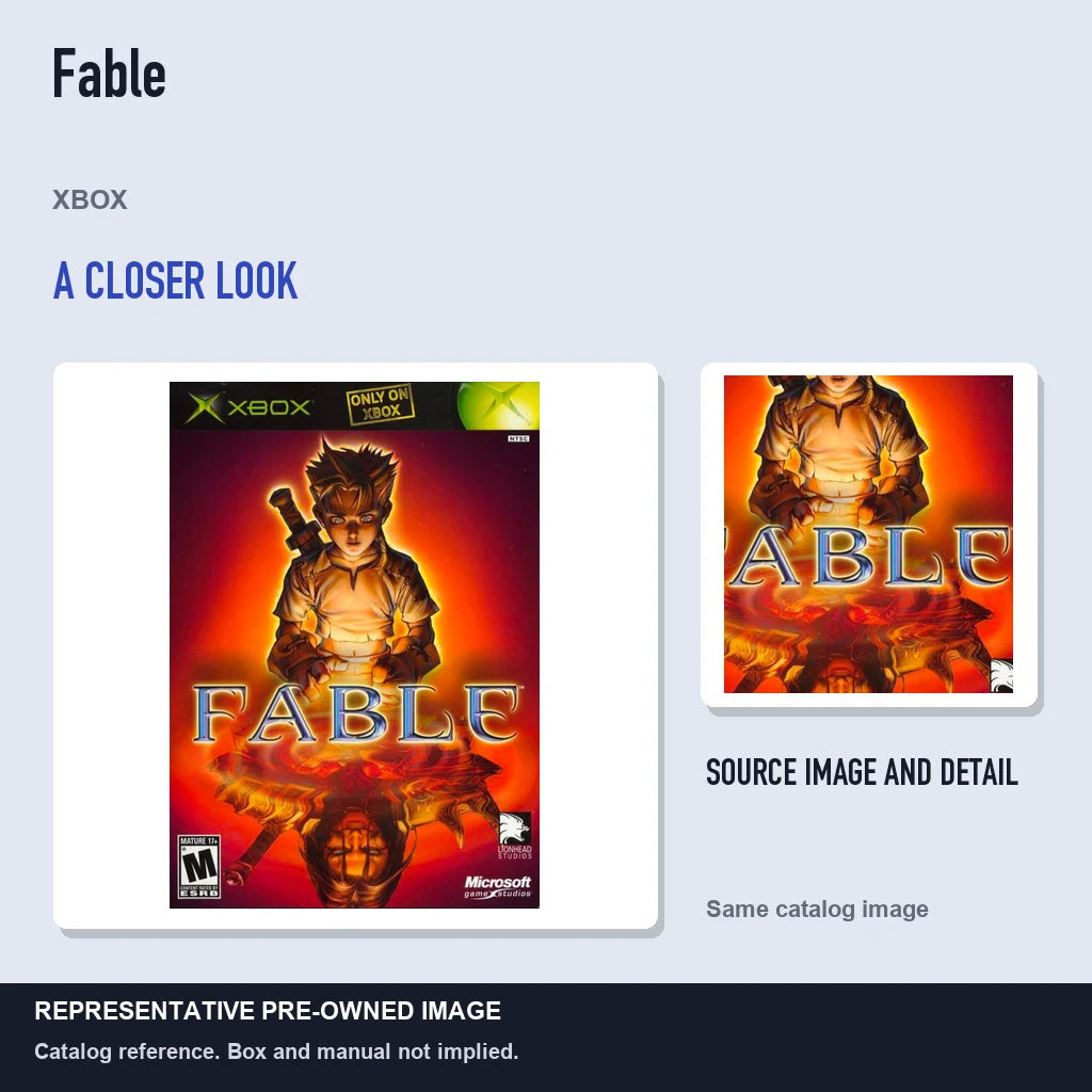 Representative pre-owned Fable (Xbox), full image with detail inset.