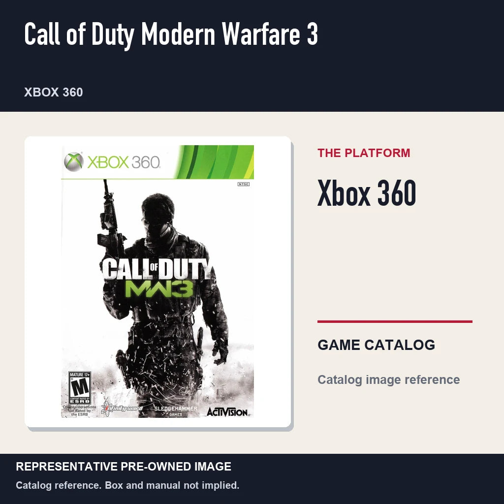 Representative pre-owned Call of Duty Modern Warfare 3 (Xbox 360), platform product layout.