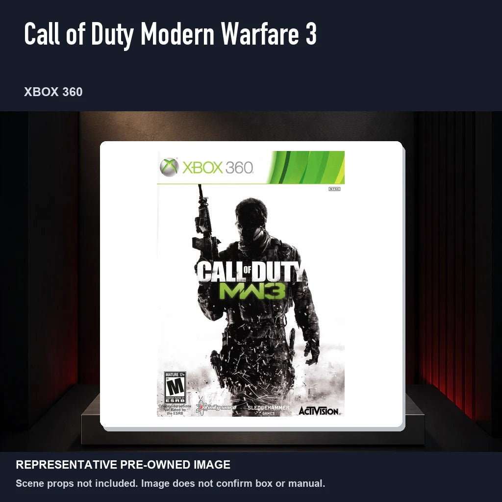 Representative pre-owned Call of Duty Modern Warfare 3 (Xbox 360), product image on a display panel.