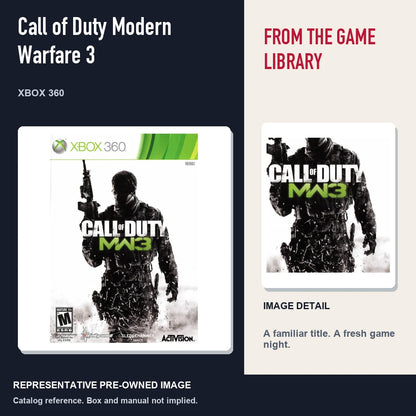 Representative pre-owned Call of Duty Modern Warfare 3 (Xbox 360), editorial image and detail.