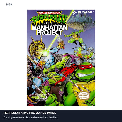Representative pre-owned Teenage Mutant Ninja Turtles III The Manhattan Project (NES), white product reference.