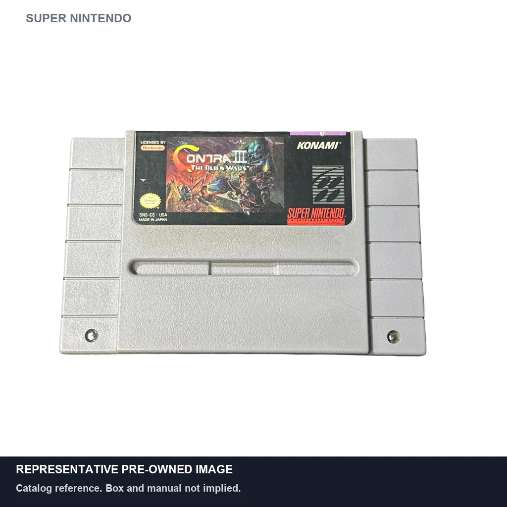 Representative pre-owned Contra III The Alien Wars (Super Nintendo), white product reference.