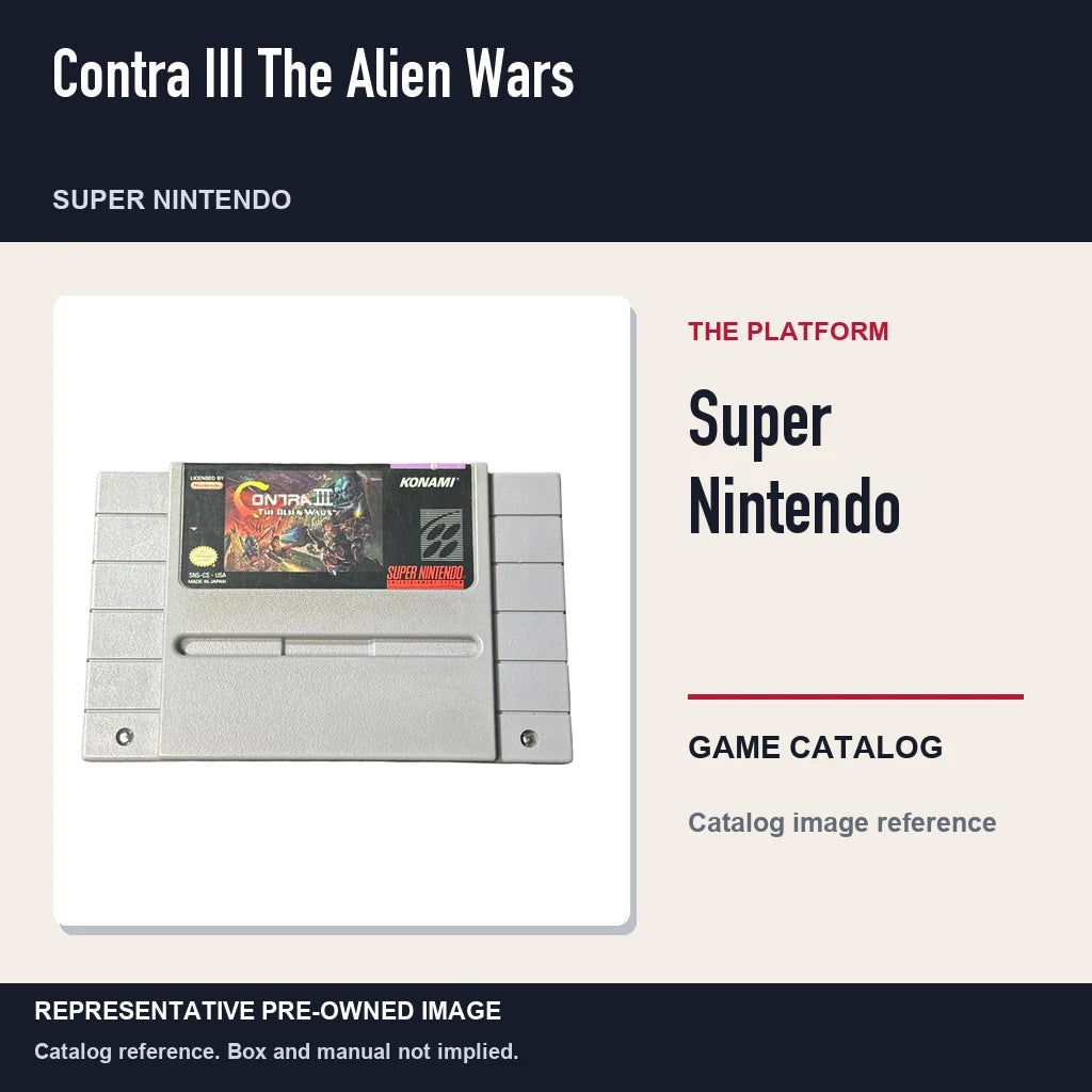 Representative pre-owned Contra III The Alien Wars (Super Nintendo), platform product layout.