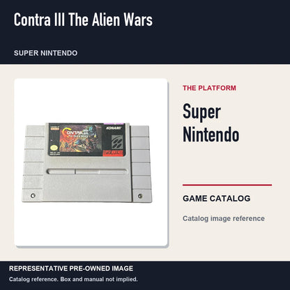 Representative pre-owned Contra III The Alien Wars (Super Nintendo), platform product layout.