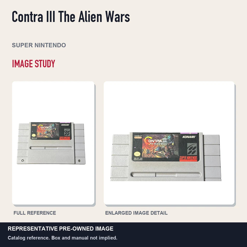 Representative pre-owned Contra III The Alien Wars (Super Nintendo), full image and detail.