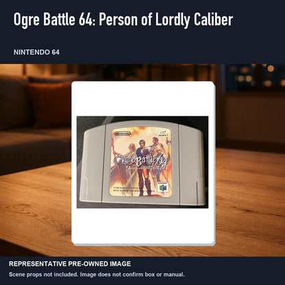 Representative pre-owned Ogre Battle 64: Person of Lordly Caliber (Nintendo 64), product image in a styled room scene.