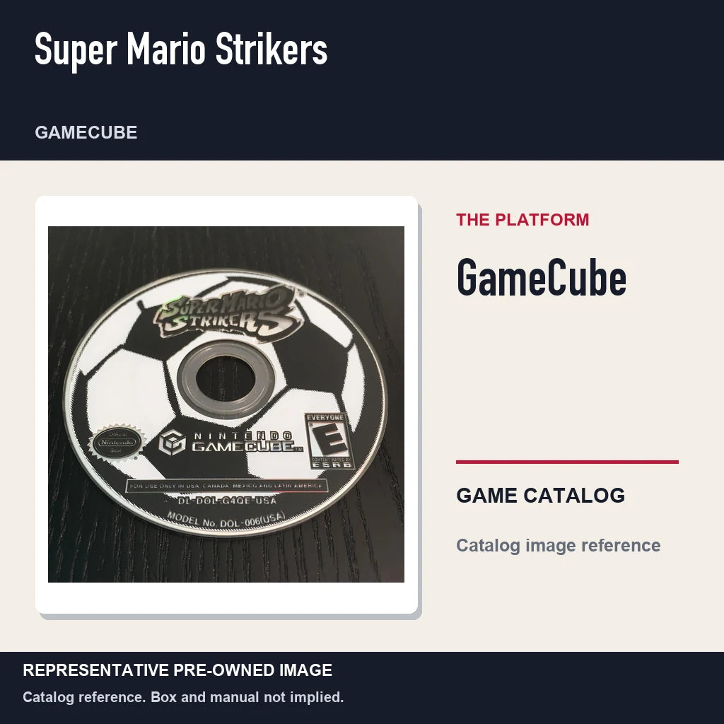 Representative pre-owned Super Mario Strikers (GameCube), platform product layout.