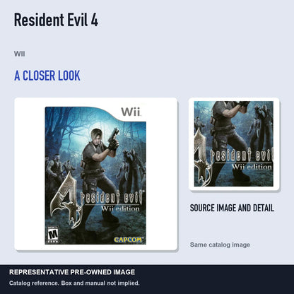 Representative pre-owned Resident Evil 4 (Wii), full image with detail inset.