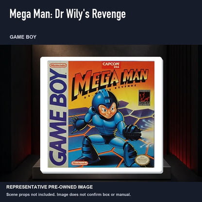 Representative pre-owned Mega Man: Dr Wily's Revenge (Game Boy), product image on a display panel.