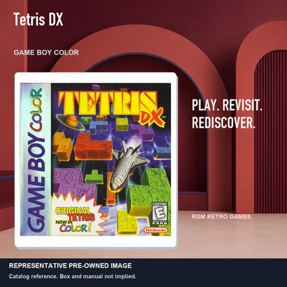 Representative pre-owned Tetris DX (Game Boy Color), red retro product layout.