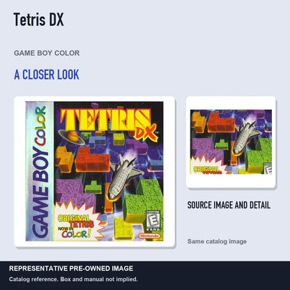 Representative pre-owned Tetris DX (Game Boy Color), full image with detail inset.