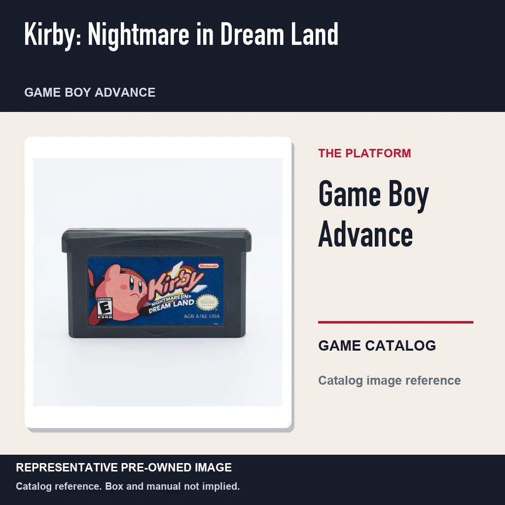Representative pre-owned Kirby: Nightmare in Dream Land (Game Boy Advance), platform product layout.