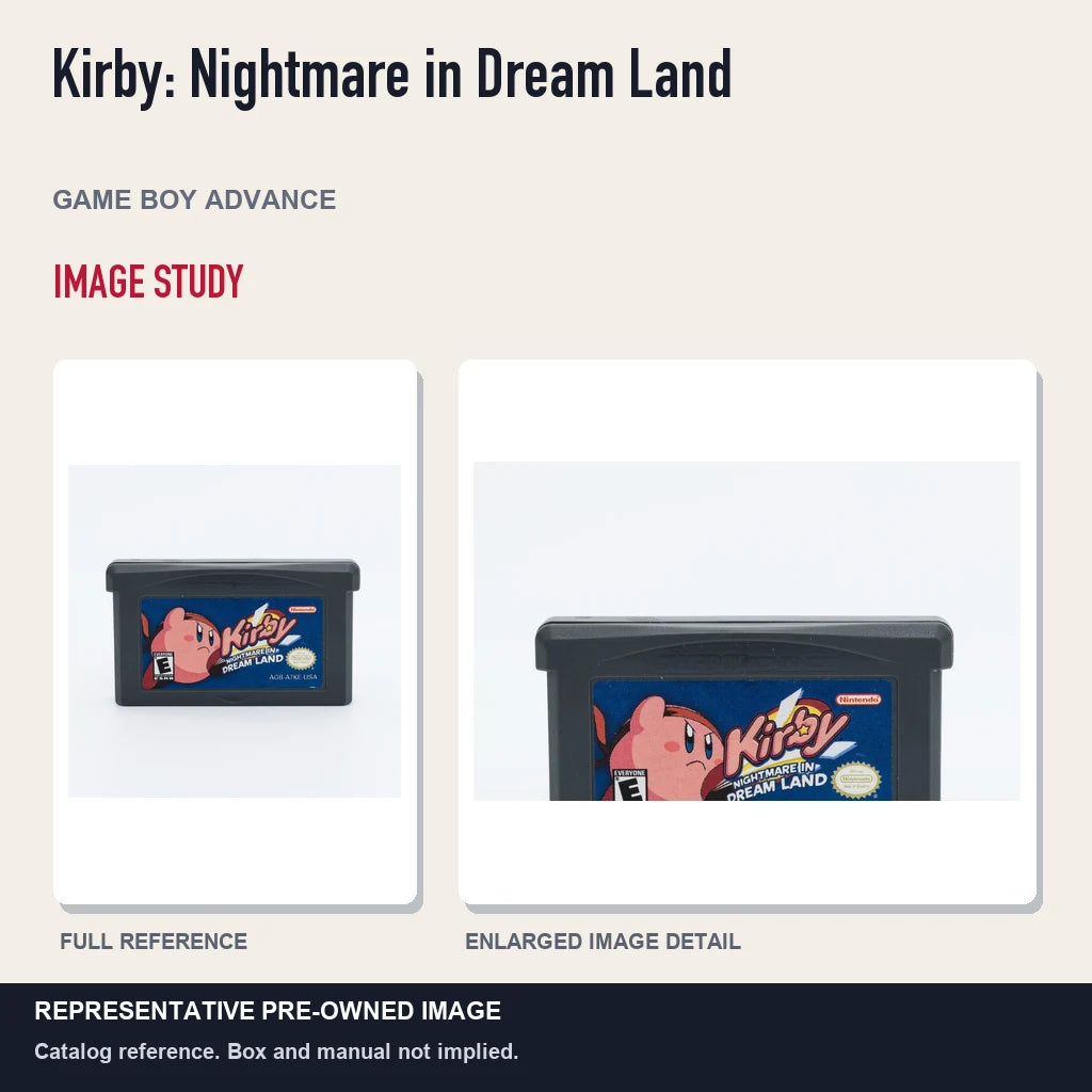 Representative pre-owned Kirby: Nightmare in Dream Land (Game Boy Advance), full image and detail.