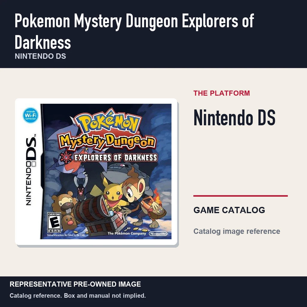 Representative pre-owned Pokemon Mystery Dungeon Explorers of Darkness (Nintendo DS), platform product layout.