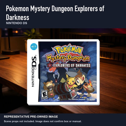 Representative pre-owned Pokemon Mystery Dungeon Explorers of Darkness (Nintendo DS), product image in a styled desk scene.
