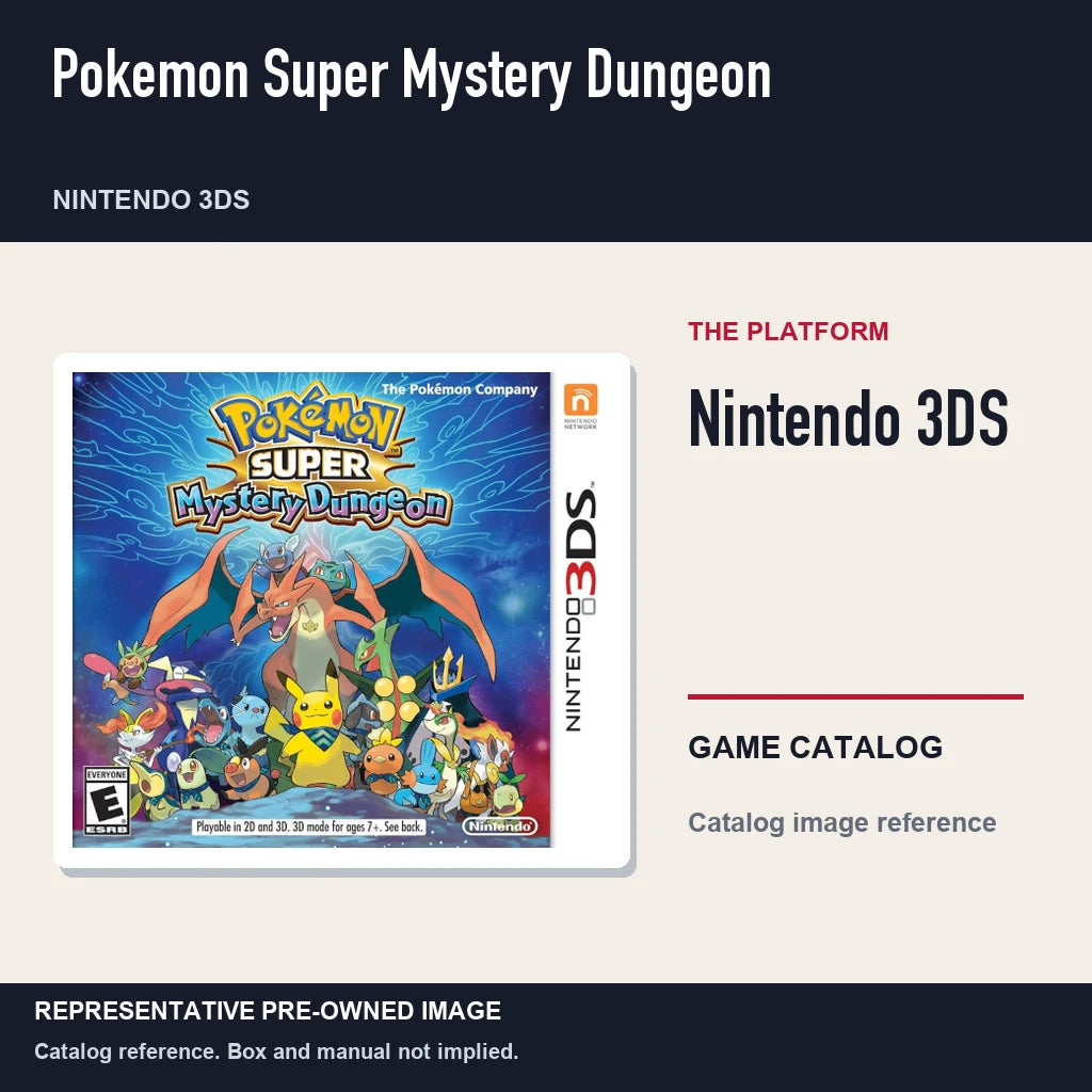Representative pre-owned Pokemon Super Mystery Dungeon (Nintendo 3DS), platform product layout.
