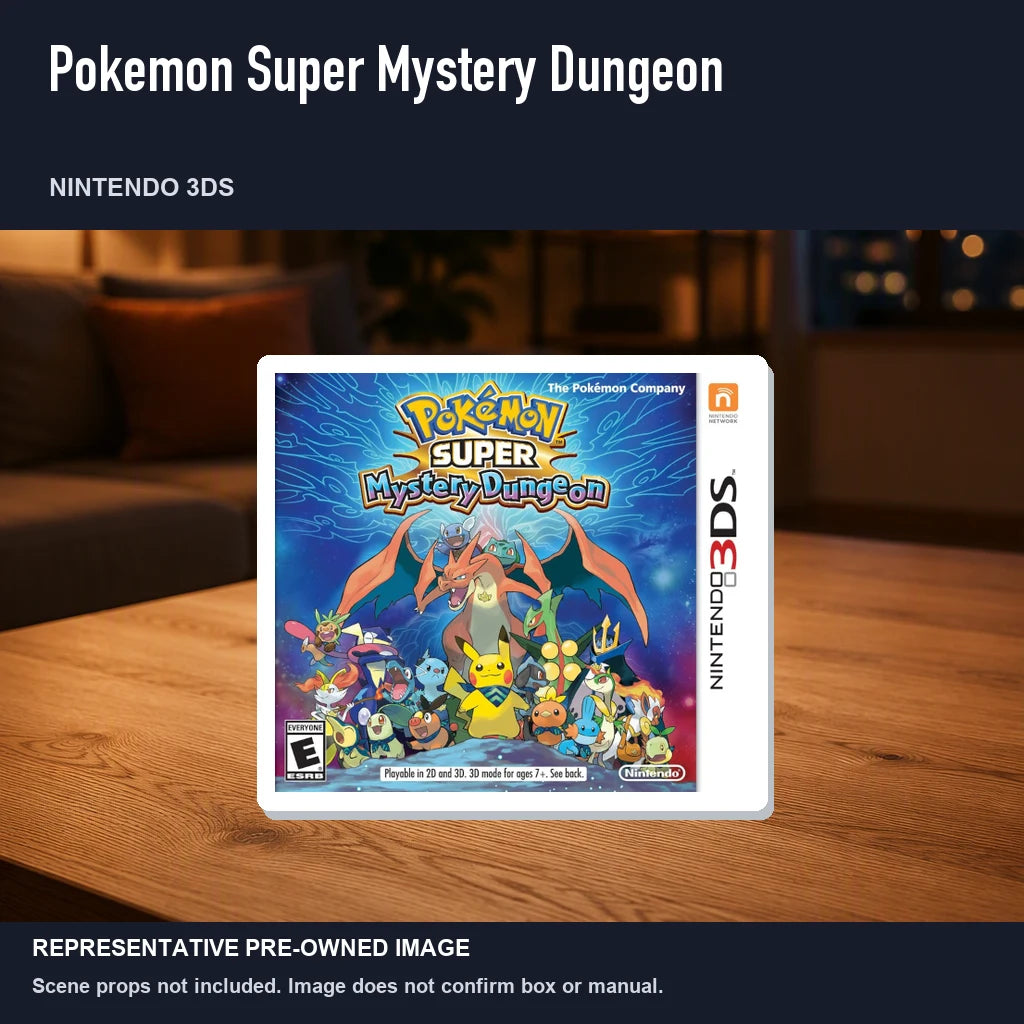 Representative pre-owned Pokemon Super Mystery Dungeon (Nintendo 3DS), product image in a styled room scene.