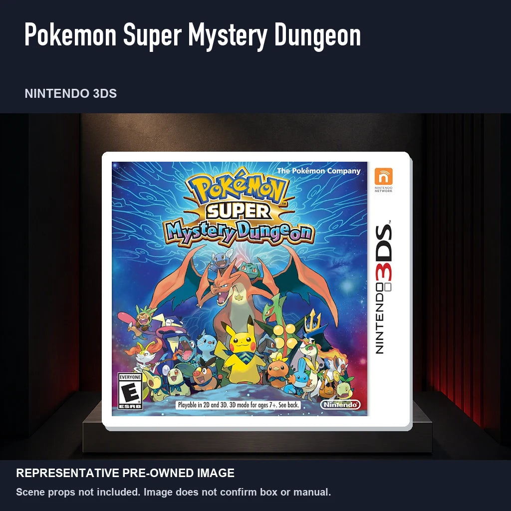 Representative pre-owned Pokemon Super Mystery Dungeon (Nintendo 3DS), product image on a display panel.