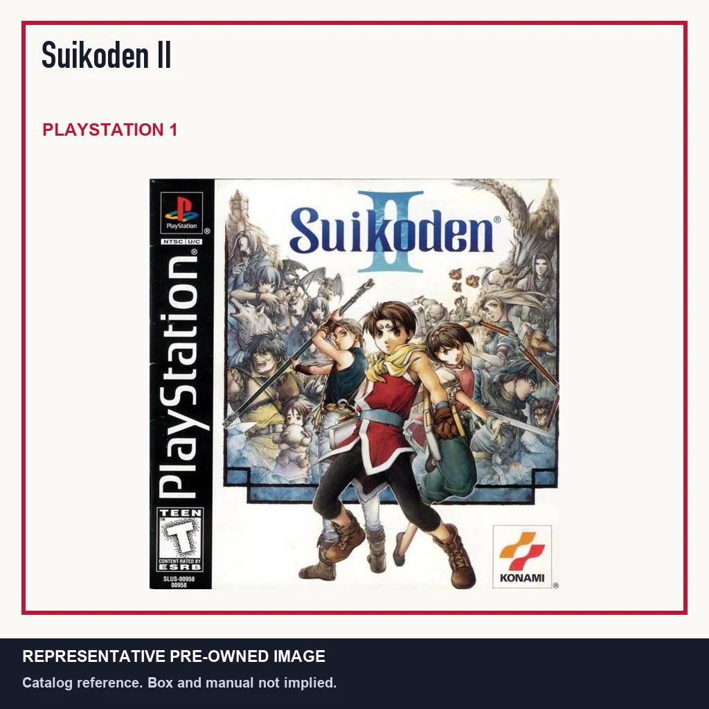 Representative pre-owned Suikoden II (PlayStation 1), minimal product layout.