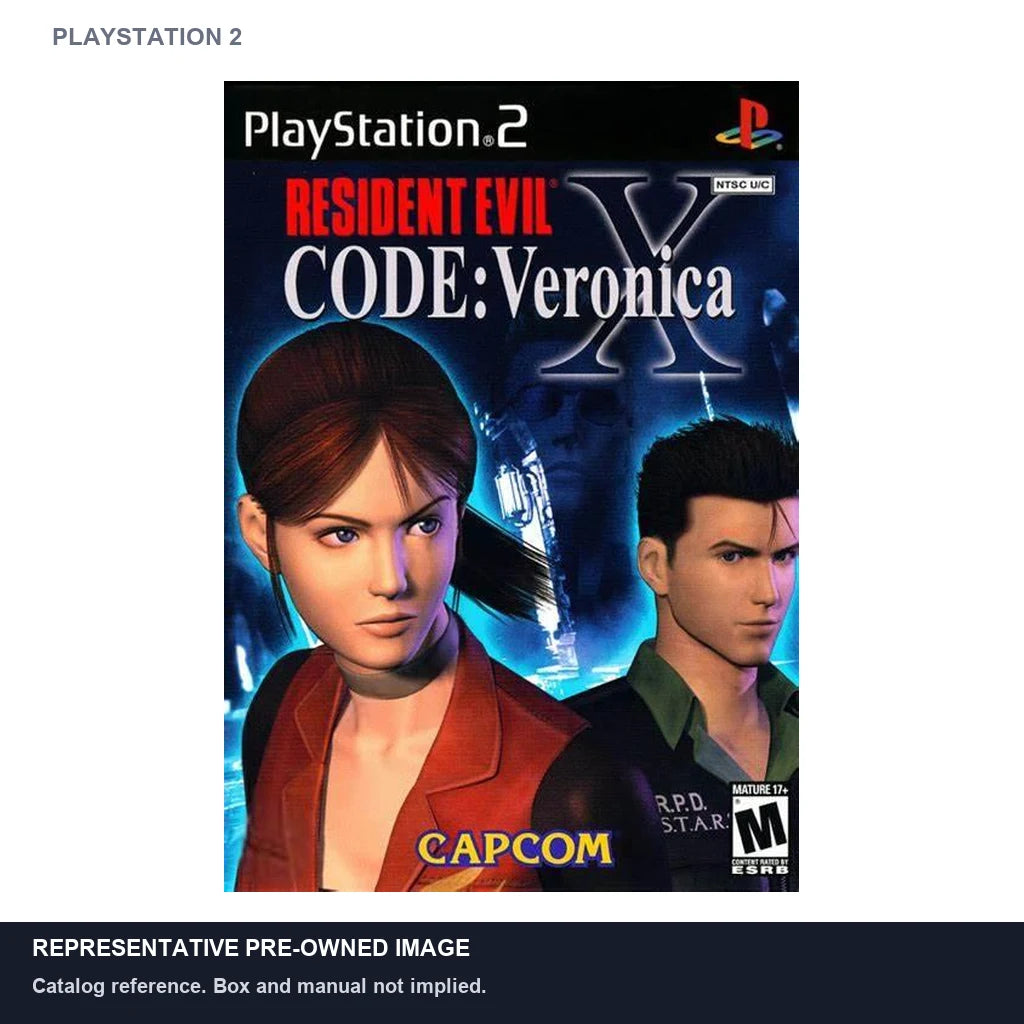 Representative pre-owned Resident Evil Code Veronica X (PlayStation 2), white product reference.