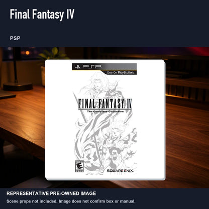 Representative pre-owned Final Fantasy IV (PSP), product image in a styled desk scene.