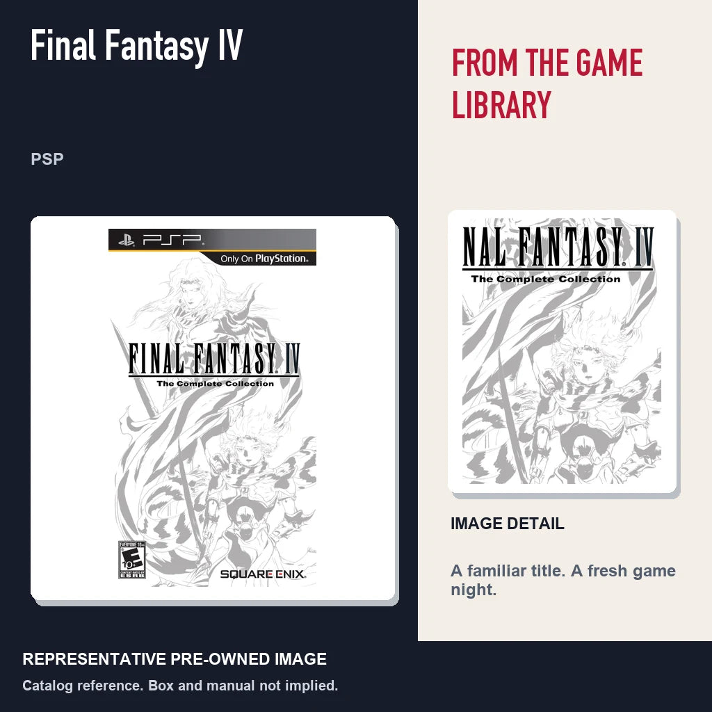 Representative pre-owned Final Fantasy IV (PSP), editorial image and detail.