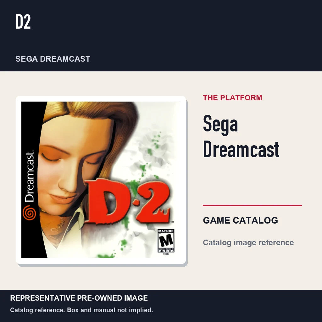 Representative pre-owned D2 (Sega Dreamcast), platform product layout.