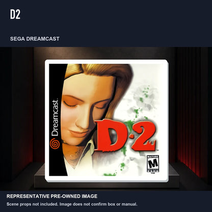 Representative pre-owned D2 (Sega Dreamcast), product image on a display panel.
