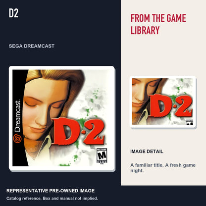 Representative pre-owned D2 (Sega Dreamcast), editorial image and detail.
