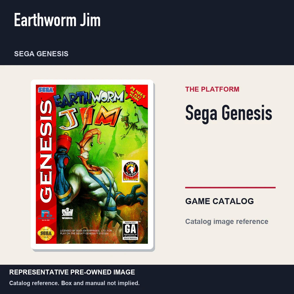 Representative pre-owned Earthworm Jim (Sega Genesis), platform product layout.
