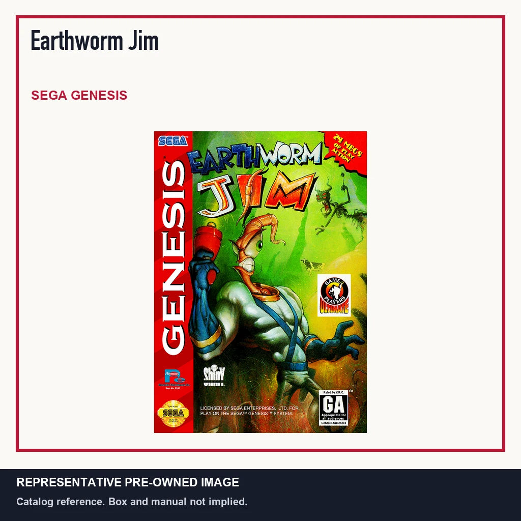 Representative pre-owned Earthworm Jim (Sega Genesis), minimal product layout.