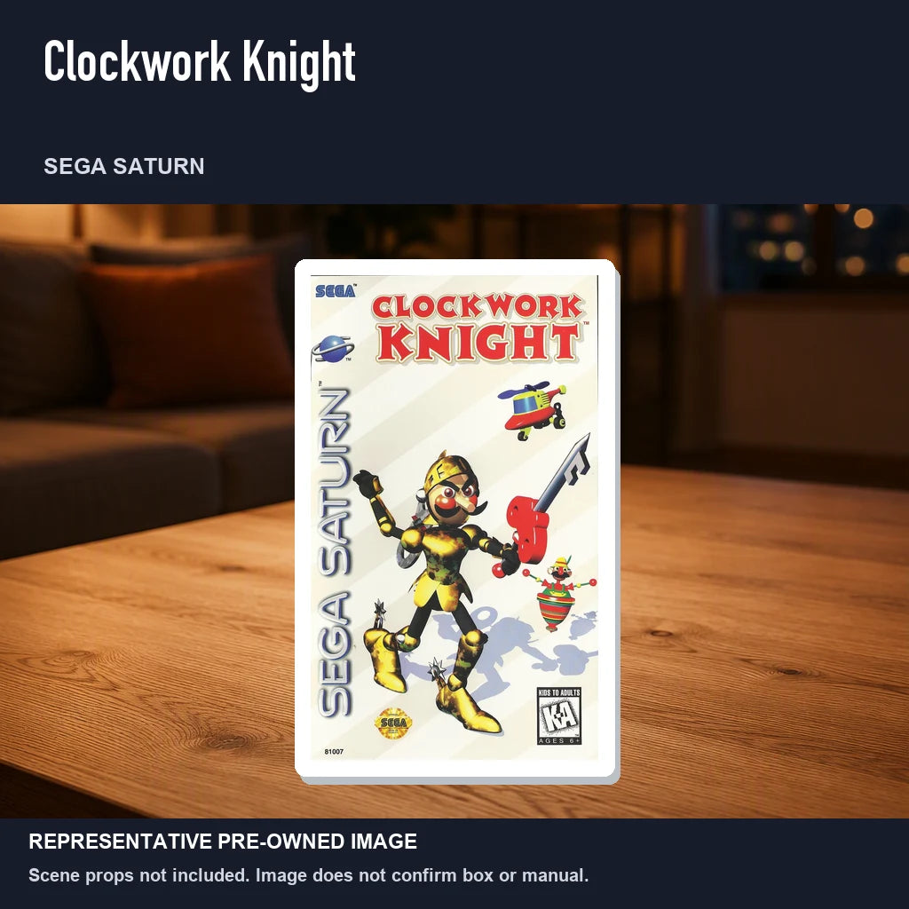 Representative pre-owned Clockwork Knight (Sega Saturn), product image in a styled room scene.