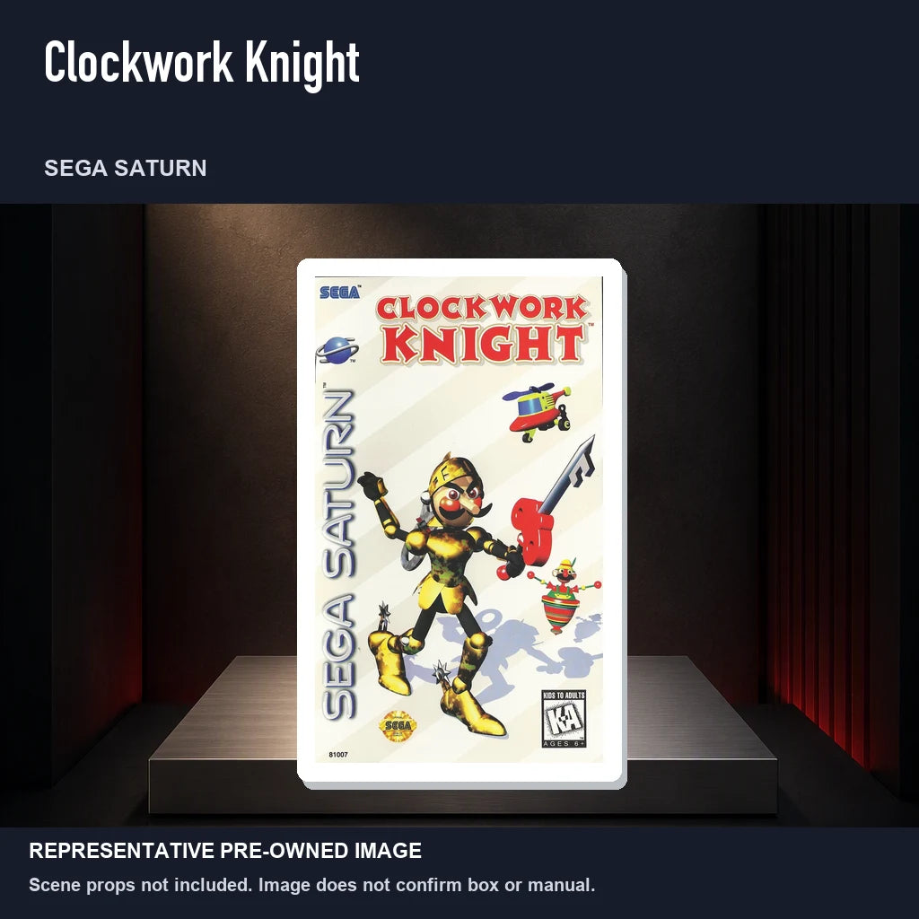 Representative pre-owned Clockwork Knight (Sega Saturn), product image on a display panel.