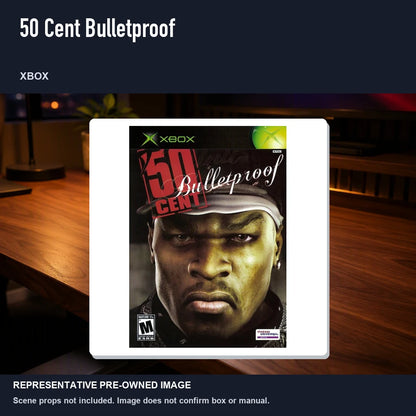 Representative pre-owned 50 Cent Bulletproof (Xbox), product image in a styled desk scene.