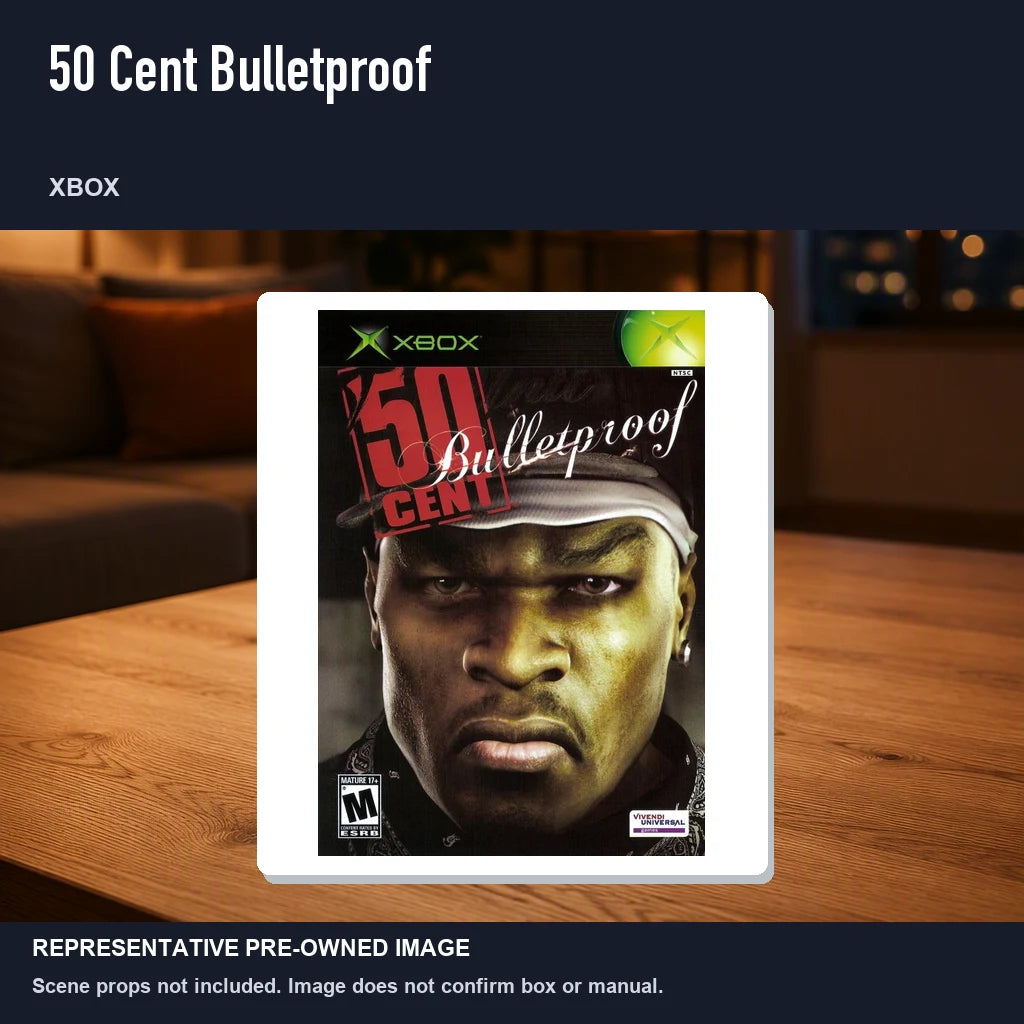 Representative pre-owned 50 Cent Bulletproof (Xbox), product image in a styled room scene.