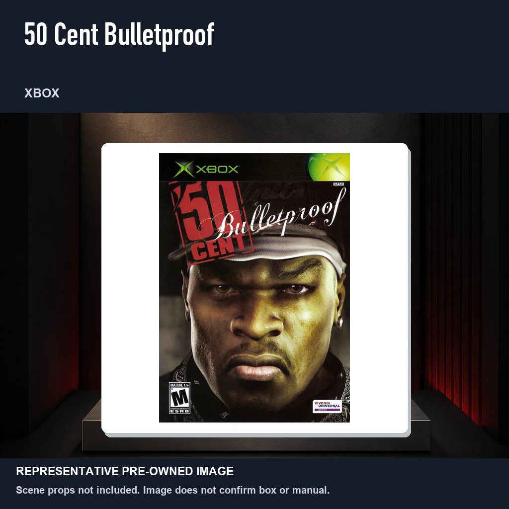 Representative pre-owned 50 Cent Bulletproof (Xbox), product image on a display panel.