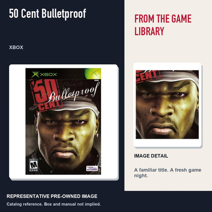Representative pre-owned 50 Cent Bulletproof (Xbox), editorial image and detail.