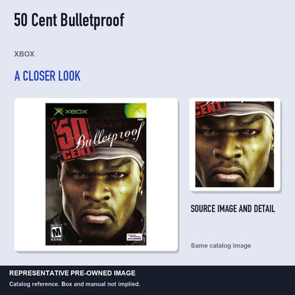 Representative pre-owned 50 Cent Bulletproof (Xbox), full image with detail inset.