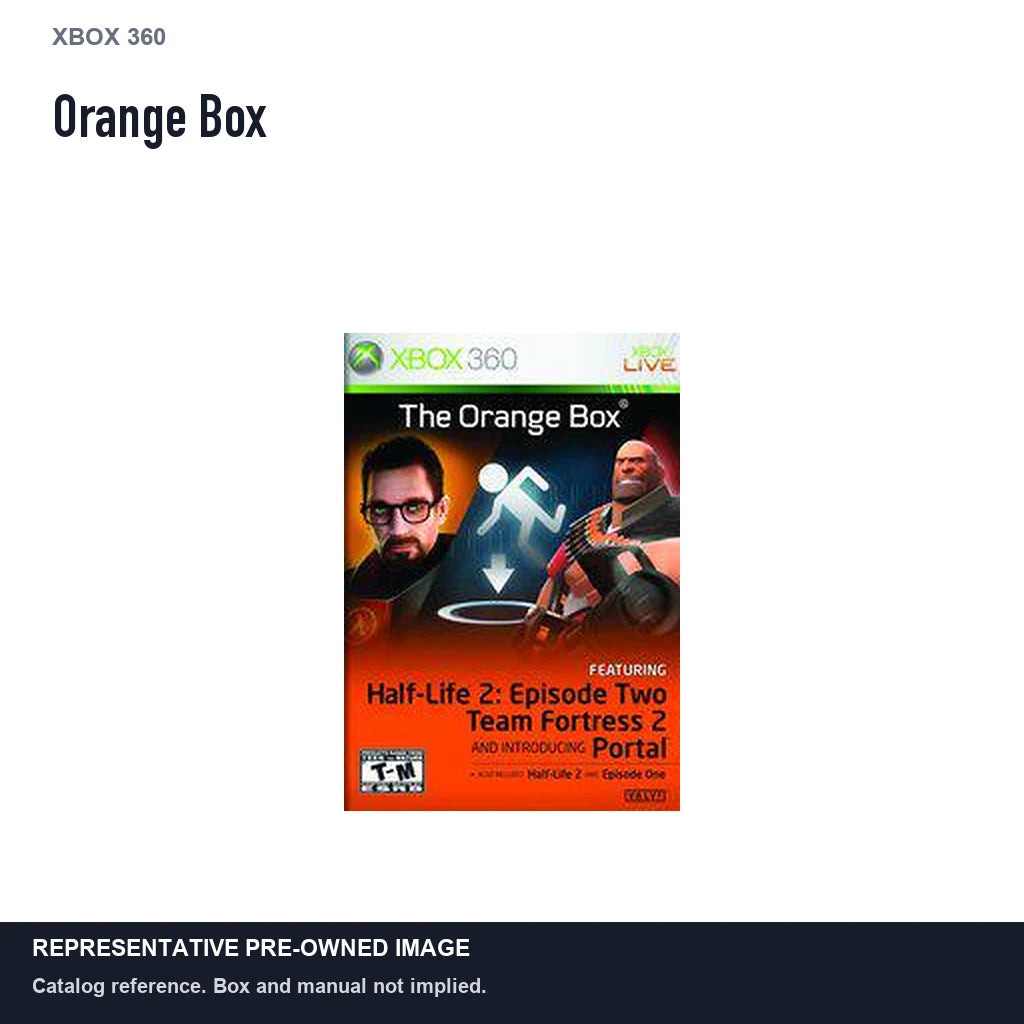 Representative pre-owned Orange Box (Xbox 360), white product reference.