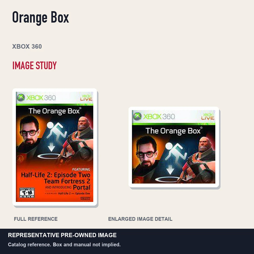 Representative pre-owned Orange Box (Xbox 360), full image and detail.