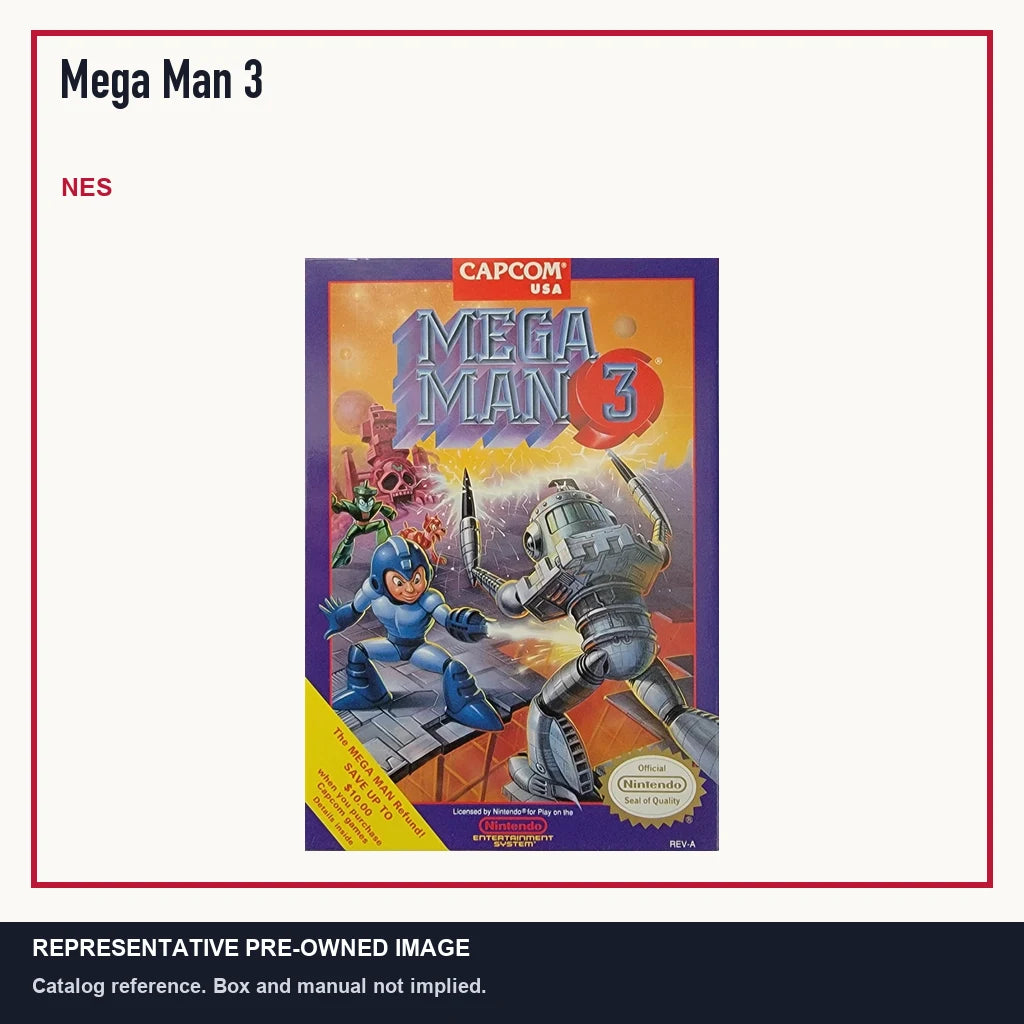 Representative pre-owned Mega Man 3 (NES), minimal product layout.