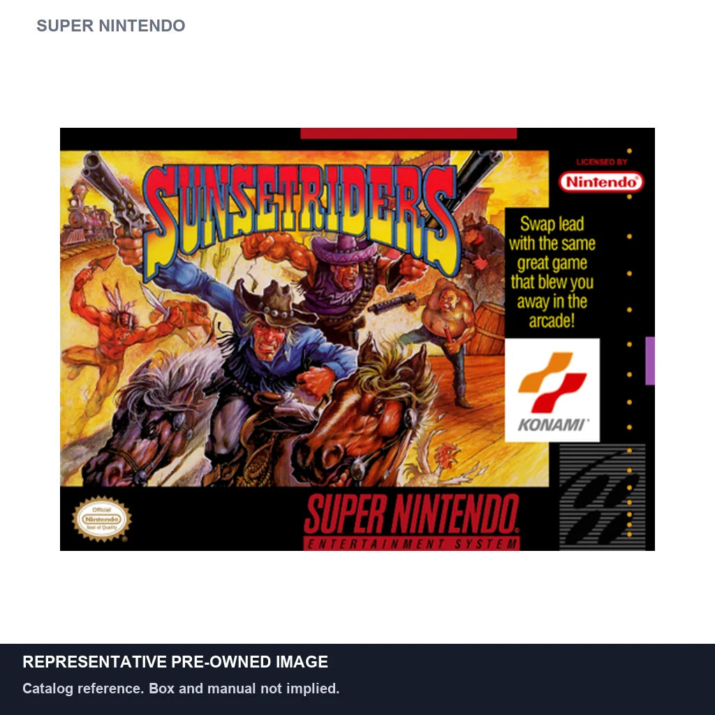 Representative pre-owned Sunset Riders (Super Nintendo), white product reference.