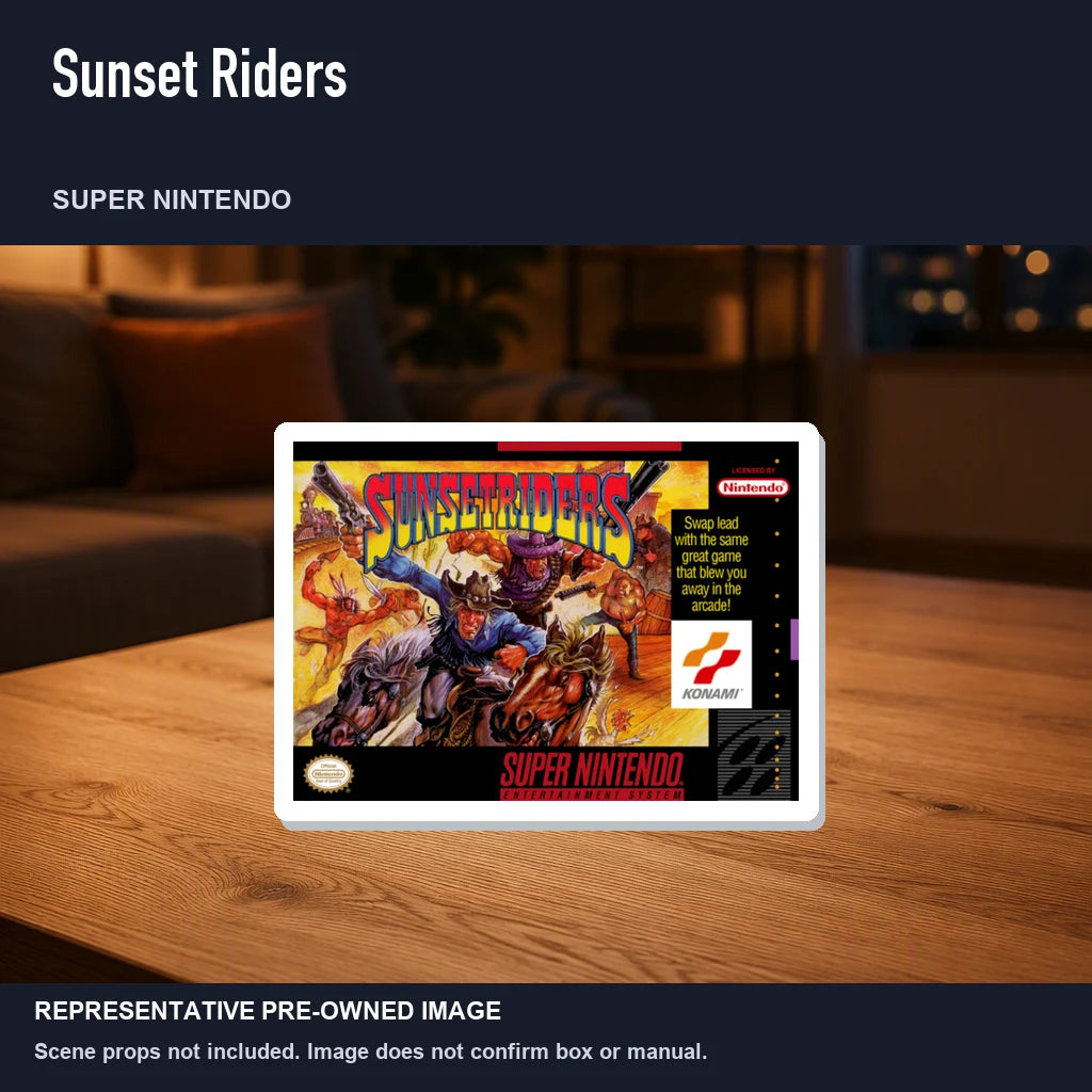 Representative pre-owned Sunset Riders (Super Nintendo), product image in a styled room scene.