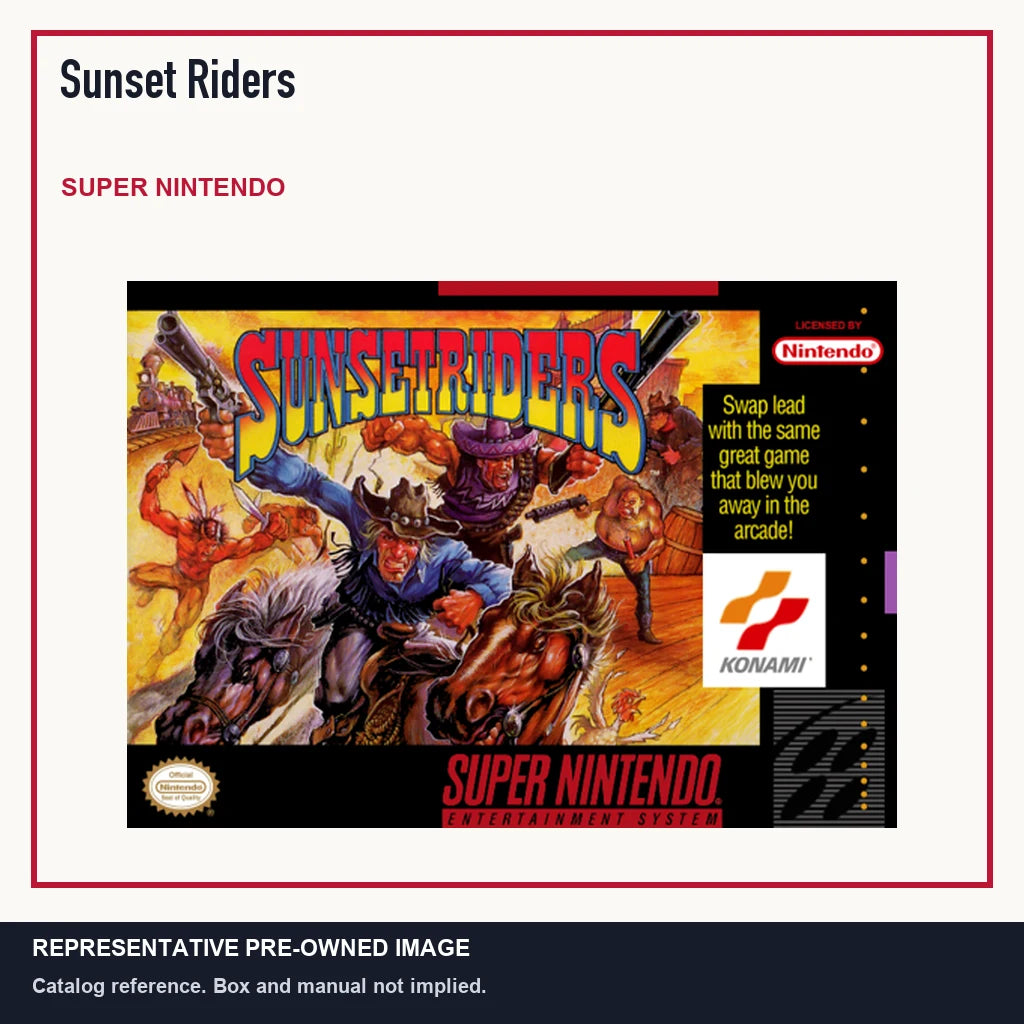 Representative pre-owned Sunset Riders (Super Nintendo), minimal product layout.