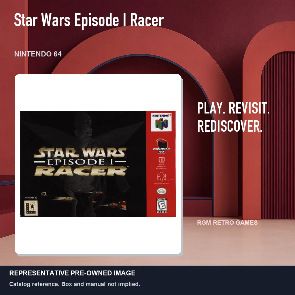 Representative pre-owned Star Wars Episode I Racer (Nintendo 64), red retro product layout.