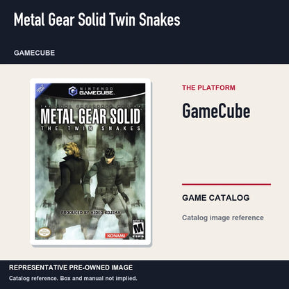 Representative pre-owned Metal Gear Solid Twin Snakes (GameCube), platform product layout.