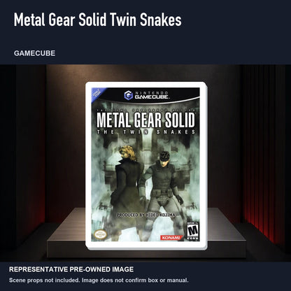 Representative pre-owned Metal Gear Solid Twin Snakes (GameCube), product image on a display panel.