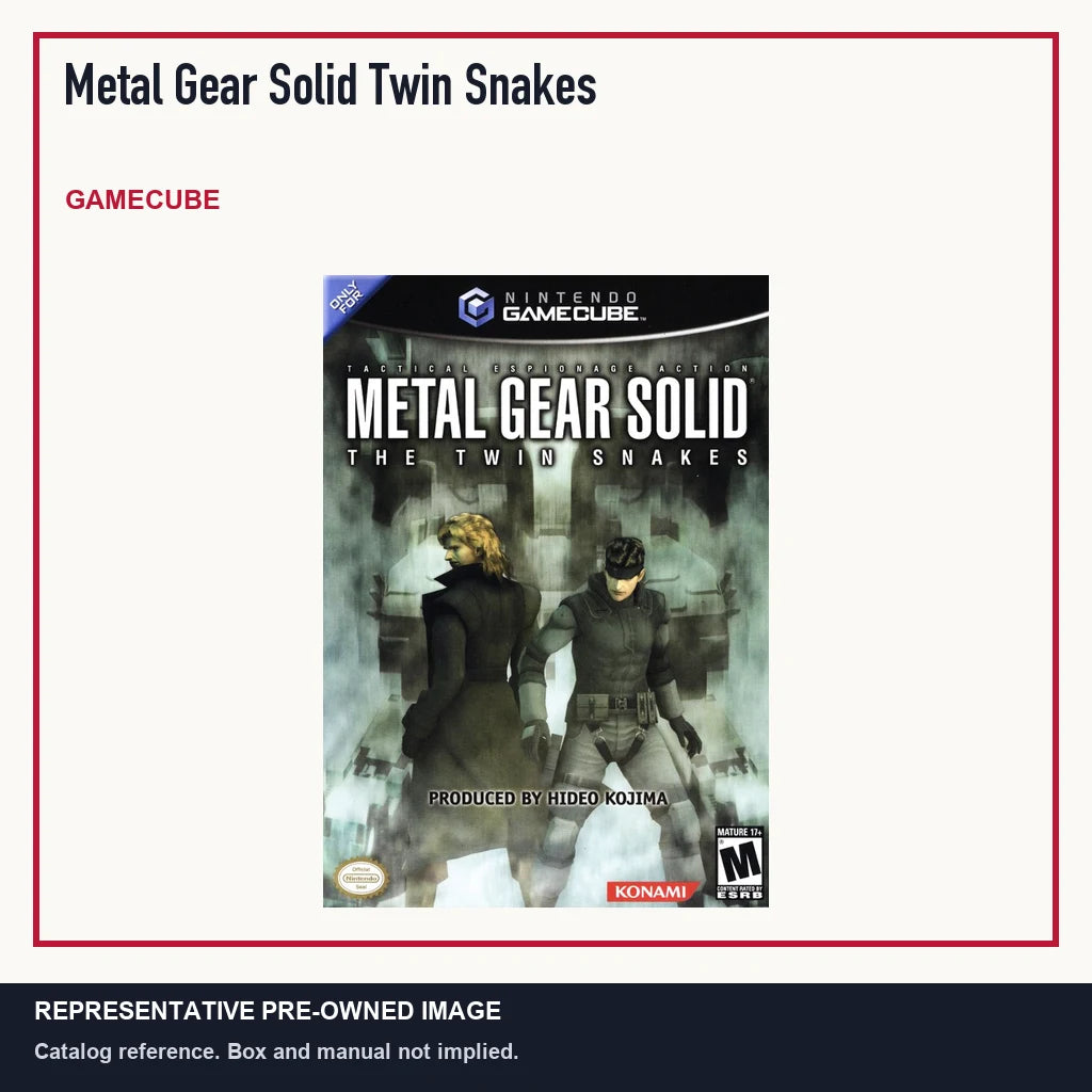 Representative pre-owned Metal Gear Solid Twin Snakes (GameCube), minimal product layout.