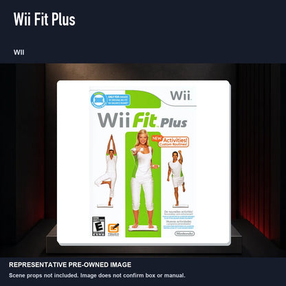 Representative pre-owned Wii Fit Plus (Wii), product image on a display panel.