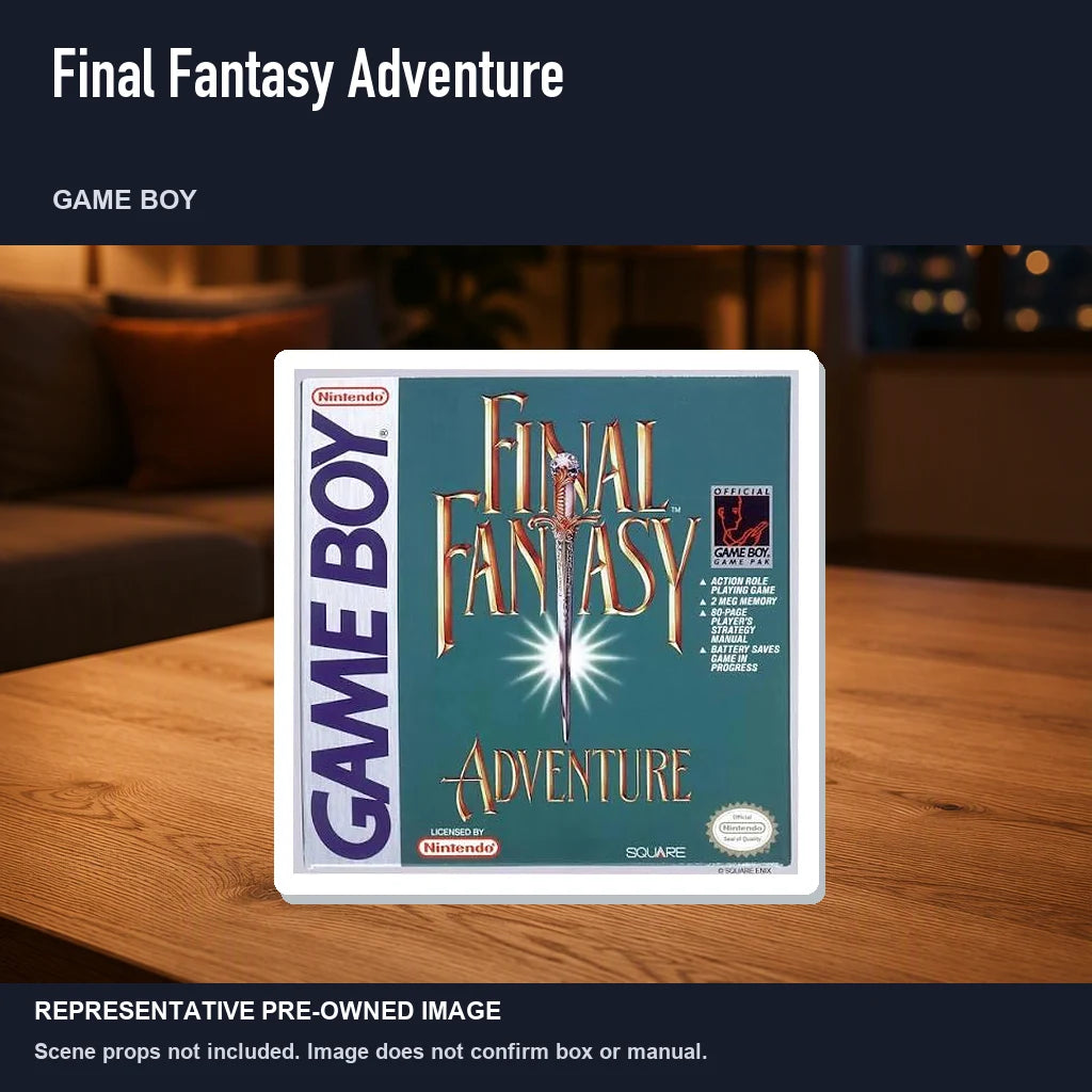 Representative pre-owned Final Fantasy Adventure (Game Boy), product image in a styled room scene.